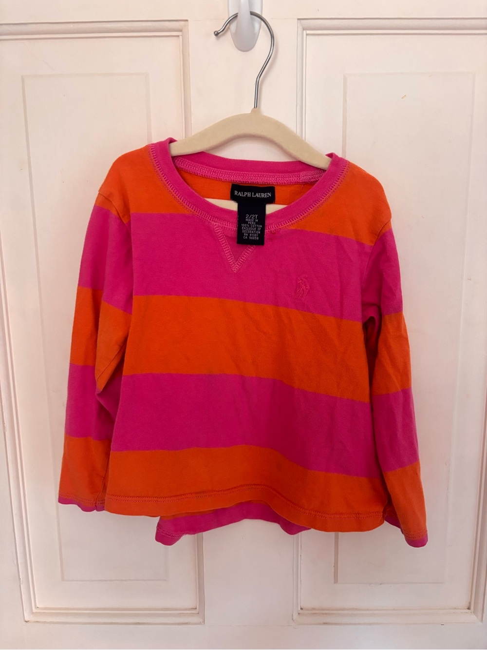 Ralph Lauren Pink & Orange Striped Long-Sleeve Tee - Toddler 2/2T